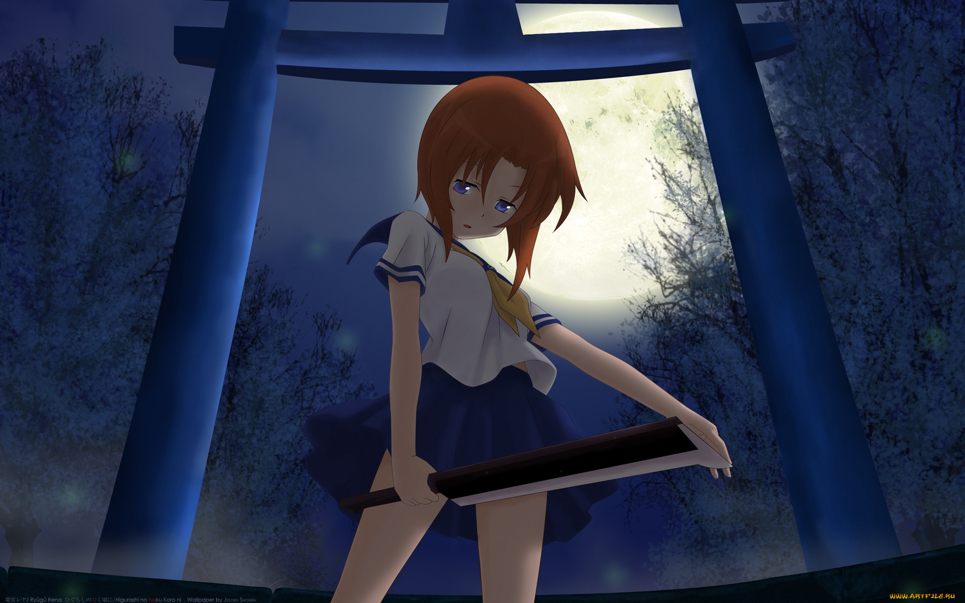 Обои Аниме Higurashi no Naku Koro Ni, обои для рабочего стола, фотографии  аниме, higurashi, no, naku, koro, ni, ryuuguu, rena Обои для рабочего  стола, скачать обои картинки заставки на рабочий стол.